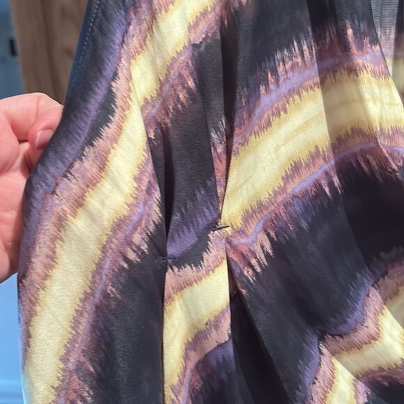 Free people high rise satin silky soft wrap front tie dye top medium - Picture 7 of 12